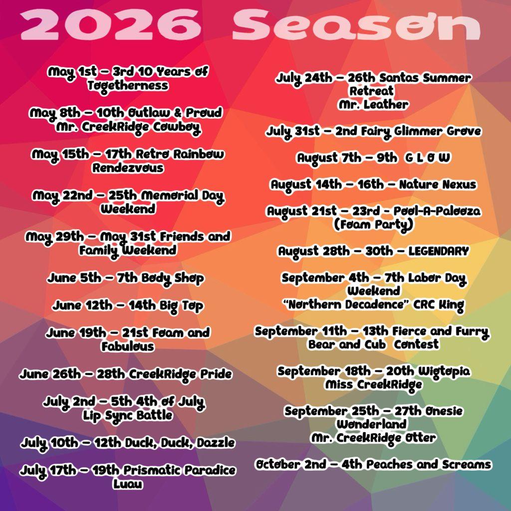 2026 Events for CreekRidge Campground